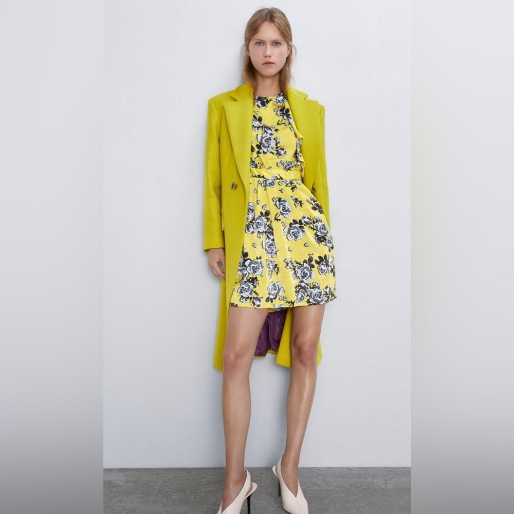 Zara Yellow Floral Party Cocktail Dress